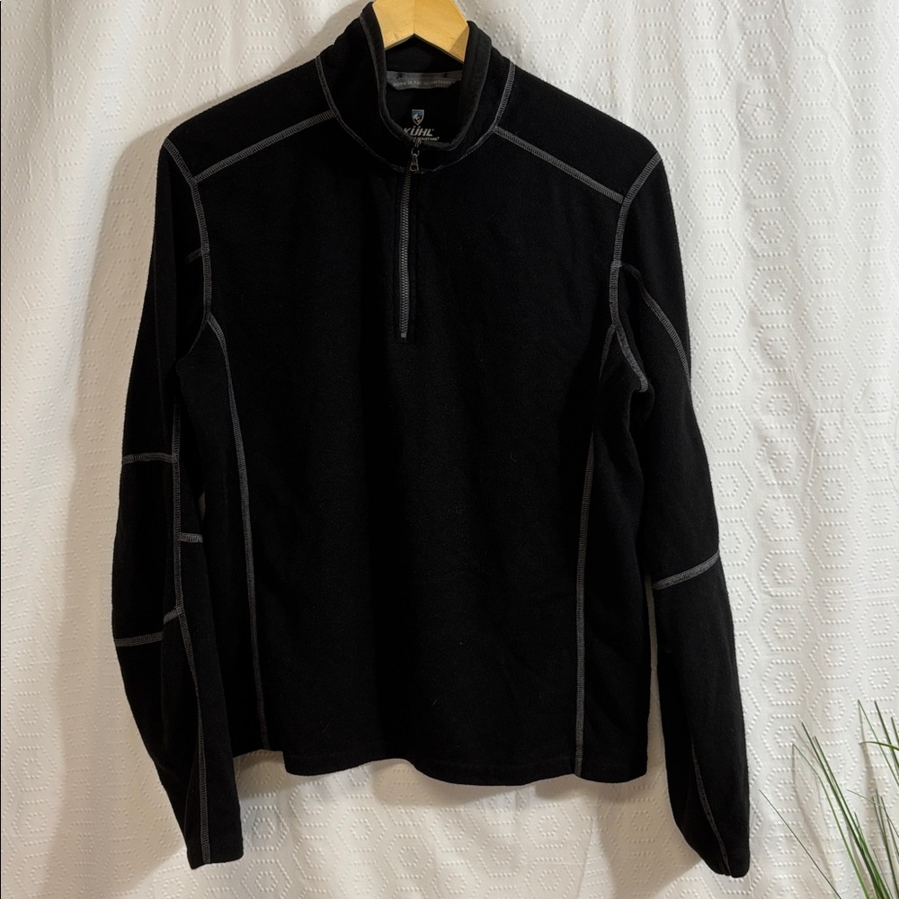 Kuhl Men's Black Half-Zip Sweater with Gray Stitching